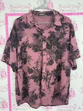 Atlanl tshirt button up Dusty Red Floral Short-Sleeve Button-Down Shirt